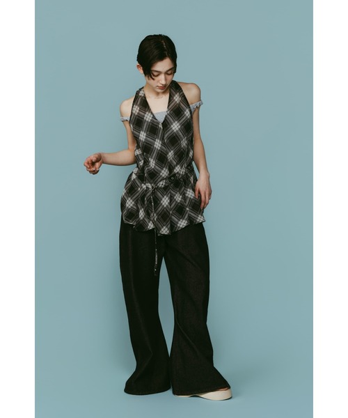Knuth Marf(クヌースマーフ)の「plaid halter neck blouse(シャツ/ブラウス・レディース・ブラック/ブラウン・FREE)」の1枚目の写真