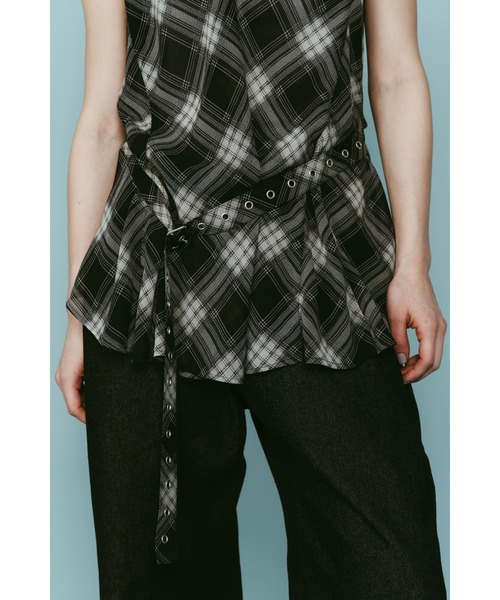 Knuth Marf(クヌースマーフ)の「plaid halter neck blouse(シャツ/ブラウス・レディース・ブラック/ブラウン・FREE)」の4枚目の写真