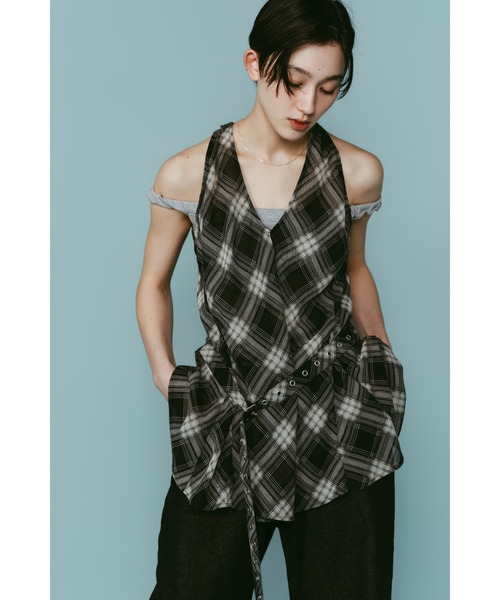 Knuth Marf(クヌースマーフ)の「plaid halter neck blouse(シャツ/ブラウス・レディース・ブラック/ブラウン・FREE)」の11枚目の写真