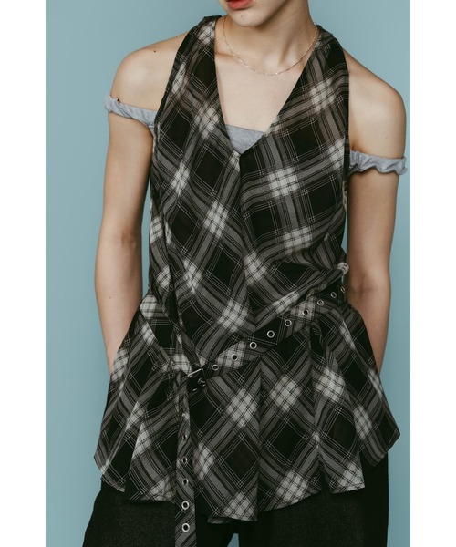 Knuth Marf(クヌースマーフ)の「plaid halter neck blouse(シャツ/ブラウス・レディース・ブラック/ブラウン・FREE)」の13枚目の写真