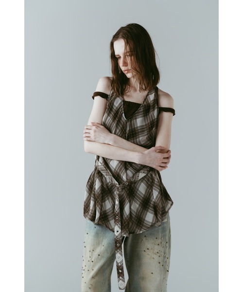 Knuth Marf(クヌースマーフ)の「plaid halter neck blouse(シャツ/ブラウス・レディース・ブラック/ブラウン・FREE)」の16枚目の写真