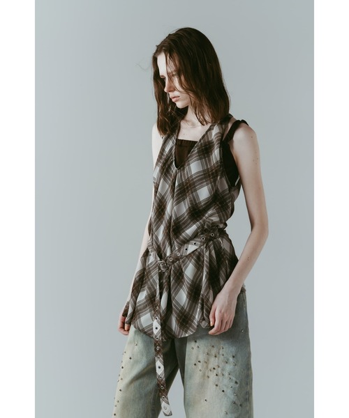 Knuth Marf(クヌースマーフ)の「plaid halter neck blouse(シャツ/ブラウス・レディース・ブラック/ブラウン・FREE)」の19枚目の写真