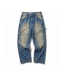 EXTRAORDINARY（エクストラオーディナリー）の「VINTAGE WASHED DOUBLE KNEE DENIM BLUE（デニムパンツ）」