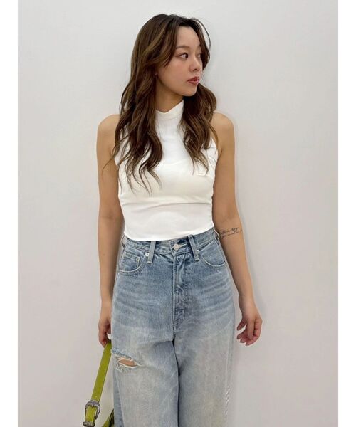 EVRIS(エヴリス)の「バックリボンホルターネックトップス 夏服(キャミソール・レディース・ブラック/ホワイト/イエロー/カーキ・FREE)」の15枚目の写真