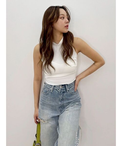 EVRIS(エヴリス)の「バックリボンホルターネックトップス 夏服(キャミソール・レディース・ブラック/ホワイト/イエロー/カーキ・FREE)」の16枚目の写真