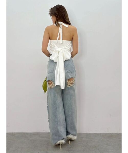 EVRIS(エヴリス)の「バックリボンホルターネックトップス 夏服(キャミソール・レディース・ブラック/ホワイト/イエロー/カーキ・FREE)」の19枚目の写真