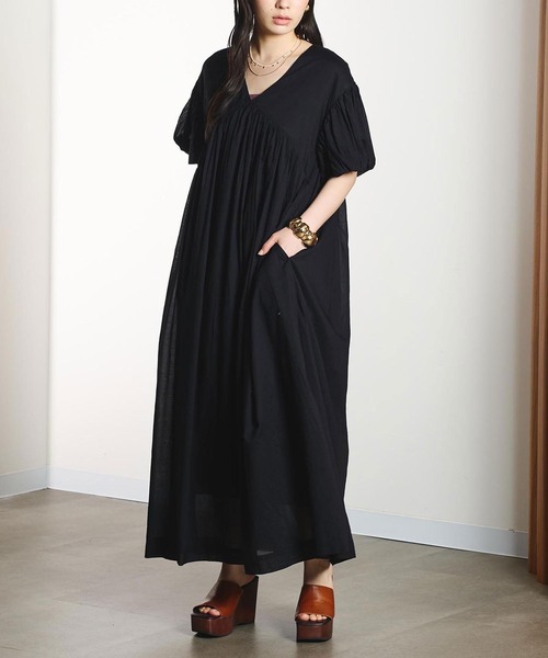 ROSE BUD(ローズバッド)の「COTTON VOILE DRESS(ワンピース・レディース・ブラック/レッド/ライトイエロー・M/S)」の2枚目の写真