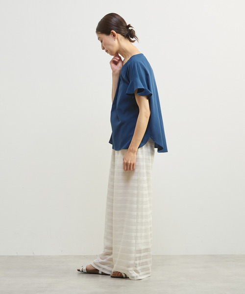 MELROSE claire(メルローズ クレール)の「【バンブーミックスサッカーブラウス】(シャツ/ブラウス・レディース・マスタード/ブラック/ダークブルー/オフホワイト・FREE)」の8枚目の写真