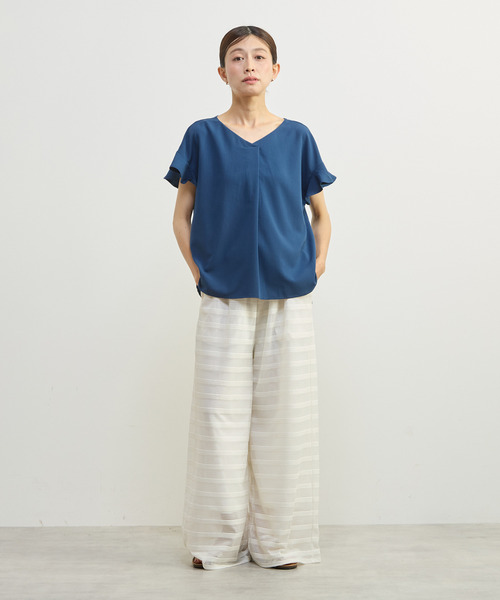 MELROSE claire(メルローズ クレール)の「【バンブーミックスサッカーブラウス】(シャツ/ブラウス・レディース・マスタード/ブラック/ダークブルー/オフホワイト・FREE)」の13枚目の写真