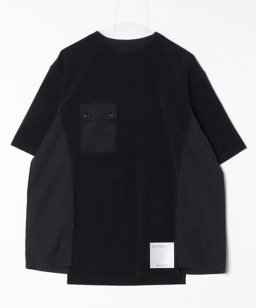 Maison ULA(メゾンウラ)の「Maison ULA/メゾン ウラ/ULAパイルコンビT(Tシャツ/カットソー・メンズ・ブラック・1/2)」の1枚目の写真