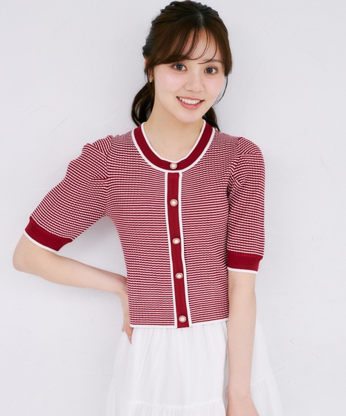 tocco closet(トッコ クローゼット)の「パール飾り釦付き配色リブニットプルオーバー(ニット/セーター・レディース・ブラック/ネイビー/レッド・M)」の21枚目の写真