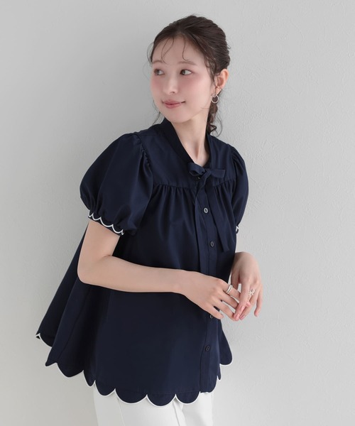 Fit more(フィットモア)の「裾スカラップリボンブラウス(シャツ/ブラウス・レディース・ホワイト/ネイビー/コーラル・FREE)」の20枚目の写真