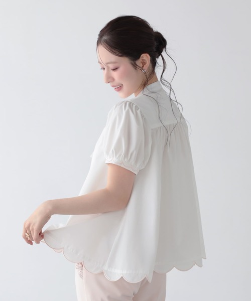 Fit more(フィットモア)の「裾スカラップリボンブラウス(シャツ/ブラウス・レディース・ホワイト/ネイビー/コーラル・FREE)」の12枚目の写真