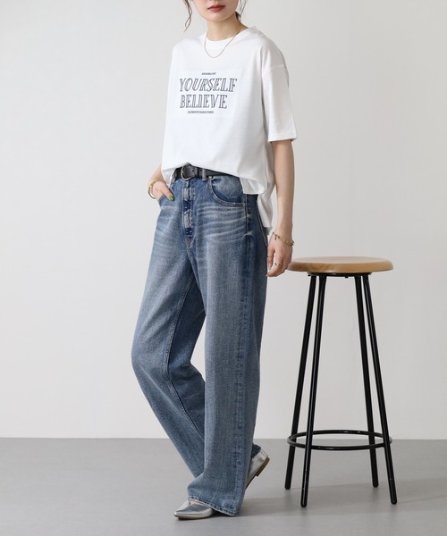FUNALIVE(ファンアライブ)の「立体チェーン刺繍 六分袖Tシャツ(Tシャツ/カットソー・レディース・杢グレー/オフホワイト/チャコールグレー・L/M)」の9枚目の写真