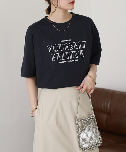 FUNALIVE(ファンアライブ)の「立体チェーン刺繍 六分袖Tシャツ(Tシャツ/カットソー・レディース・杢グレー/オフホワイト/チャコールグレー・L/M)」の11枚目の写真
