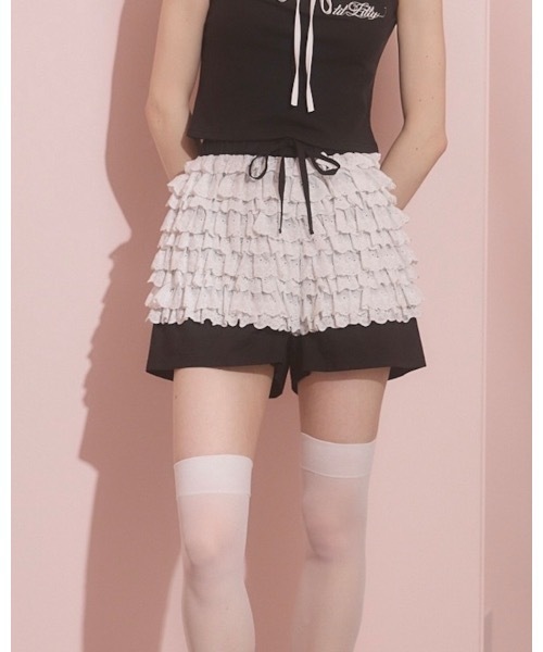 フリルコットンレースショートパンツ（その他パンツ）｜lilLilly