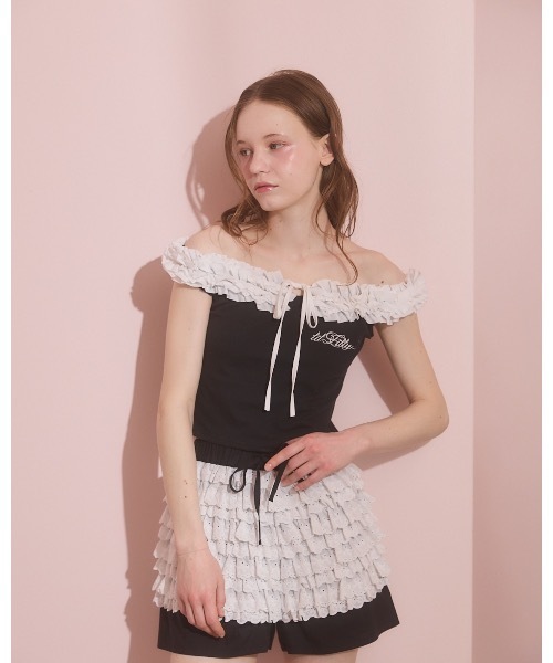 lilLilly(リルリリー)の「フリルコットンレースショートパンツ(その他パンツ・レディース・ブラック/ホワイト・FREE)」の9枚目の写真