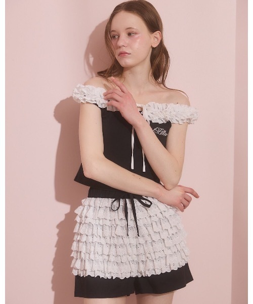 lilLilly(リルリリー)の「フリルコットンレースショートパンツ(その他パンツ・レディース・ブラック/ホワイト・FREE)」の10枚目の写真