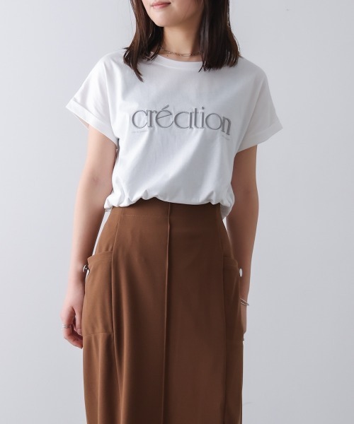 Bou Jeloud(ブージュルード)の「厚盛刺しゅうロゴTシャツ(Tシャツ/カットソー・レディース・オフホワイト/ブラック/チャコールグレー・FREE)」の11枚目の写真