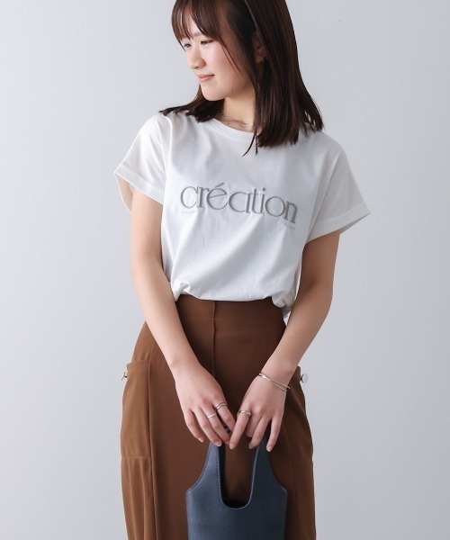 Bou Jeloud(ブージュルード)の「厚盛刺しゅうロゴTシャツ(Tシャツ/カットソー・レディース・オフホワイト/ブラック/チャコールグレー・FREE)」の8枚目の写真