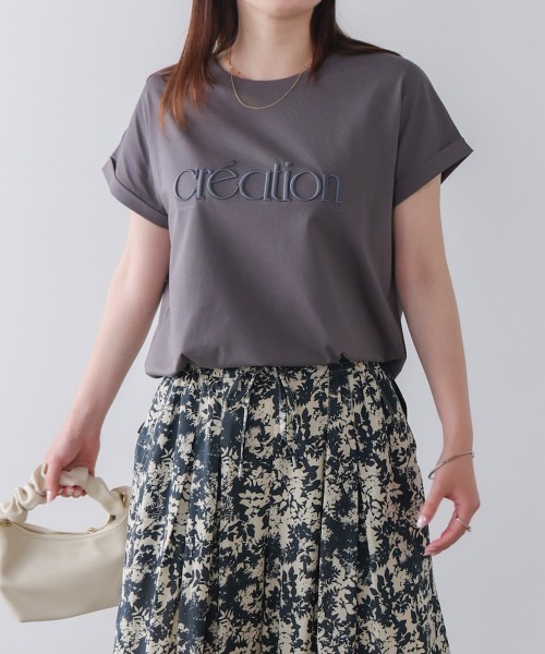 Bou Jeloud(ブージュルード)の「厚盛刺しゅうロゴTシャツ(Tシャツ/カットソー・レディース・オフホワイト/ブラック/チャコールグレー・FREE)」の22枚目の写真