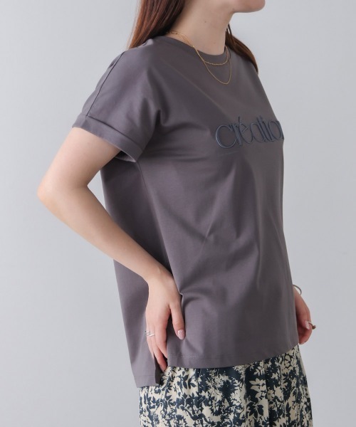Bou Jeloud(ブージュルード)の「厚盛刺しゅうロゴTシャツ(Tシャツ/カットソー・レディース・オフホワイト/ブラック/チャコールグレー・FREE)」の20枚目の写真