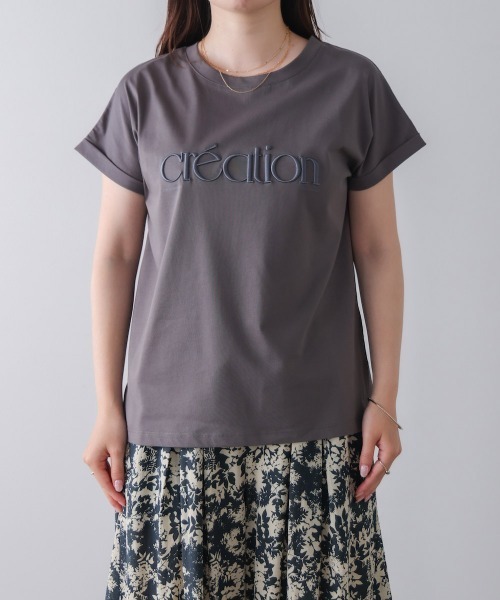 Bou Jeloud(ブージュルード)の「厚盛刺しゅうロゴTシャツ(Tシャツ/カットソー・レディース・オフホワイト/ブラック/チャコールグレー・FREE)」の15枚目の写真
