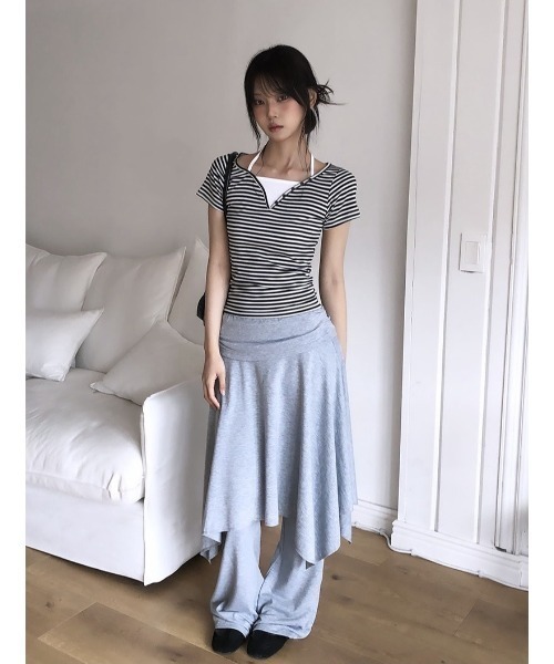 anyonemore（エニワンモア）の「ホルタードッキングボーダーVネックヘンリー半袖Tシャツ（Tシャツ/カットソー・レディース・ブラック・FREE）」の13枚目の写真