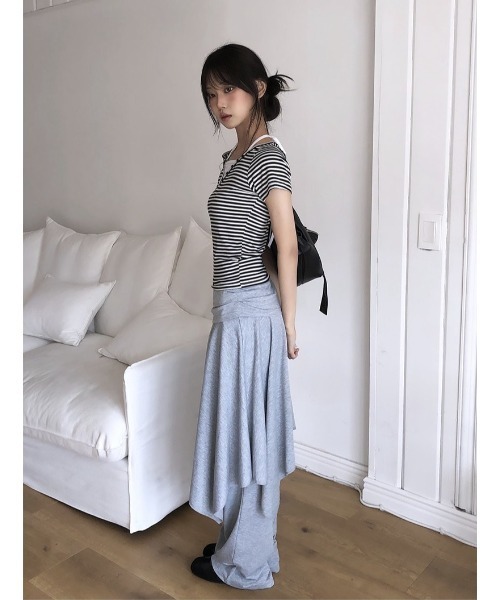 anyonemore（エニワンモア）の「ホルタードッキングボーダーVネックヘンリー半袖Tシャツ（Tシャツ/カットソー・レディース・ブラック・FREE）」の10枚目の写真