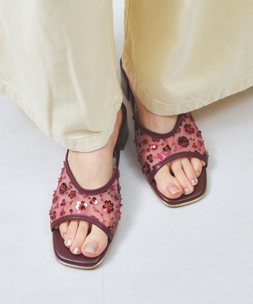ORiental TRaffic(オリエンタルトラフィック)の「スパンコール 刺繍 シアー サンダル /61254(サンダル・レディース・ゴールド/レッド・LL/L/M/S)」の5枚目の写真