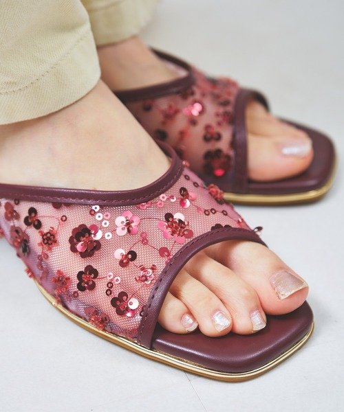 ORiental TRaffic(オリエンタルトラフィック)の「スパンコール 刺繍 シアー サンダル /61254(サンダル・レディース・ゴールド/レッド・LL/L/M/S)」の8枚目の写真