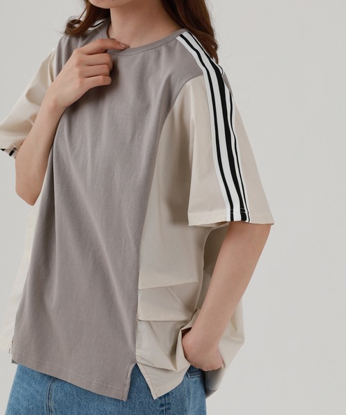 Arinomama(アリノママ)の「16s空紡糸天竺 220g/㎡ アンサンブルTシャツ 半袖(Tシャツ/カットソー・レディース・オフホワイト/杢グレー/ブラック/サンドベージュ・FREE)」の4枚目の写真