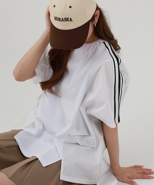 Arinomama(アリノママ)の「16s空紡糸天竺 220g/㎡ アンサンブルTシャツ 半袖(Tシャツ/カットソー・レディース・オフホワイト/杢グレー/ブラック/サンドベージュ・FREE)」の5枚目の写真