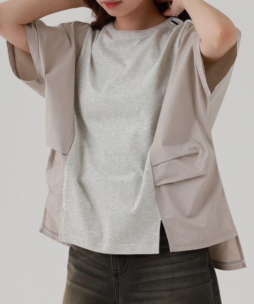 Arinomama(アリノママ)の「16s空紡糸天竺 220g/㎡ アンサンブルTシャツ 半袖(Tシャツ/カットソー・レディース・オフホワイト/杢グレー/ブラック/サンドベージュ・FREE)」の20枚目の写真
