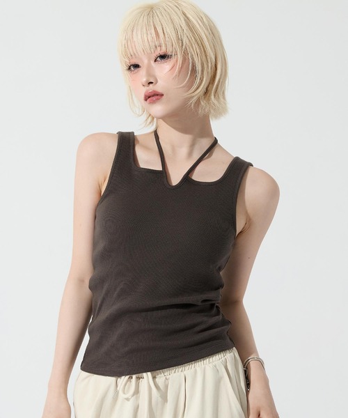 ANAP(アナップ)の「パット付きコードリボンタンクトップ(タンクトップ・レディース・ブラック/アイボリー/ブラウン・F)」の3枚目の写真