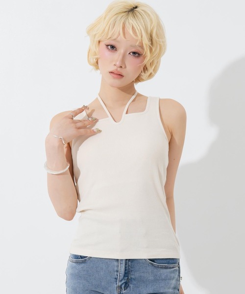 ANAP(アナップ)の「パット付きコードリボンタンクトップ(タンクトップ・レディース・ブラック/アイボリー/ブラウン・F)」の1枚目の写真