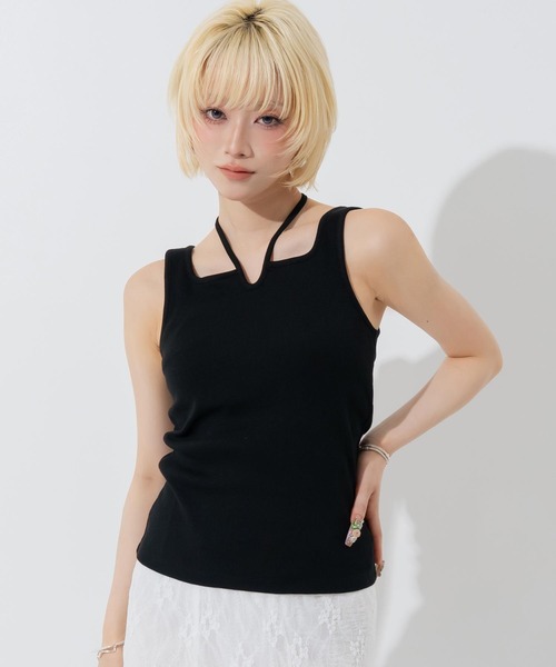 ANAP(アナップ)の「パット付きコードリボンタンクトップ(タンクトップ・レディース・ブラック/アイボリー/ブラウン・F)」の2枚目の写真