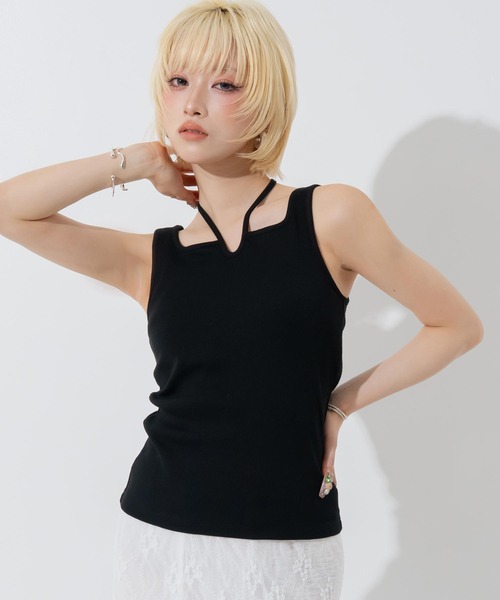 ANAP(アナップ)の「パット付きコードリボンタンクトップ(タンクトップ・レディース・ブラック/アイボリー/ブラウン・F)」の4枚目の写真