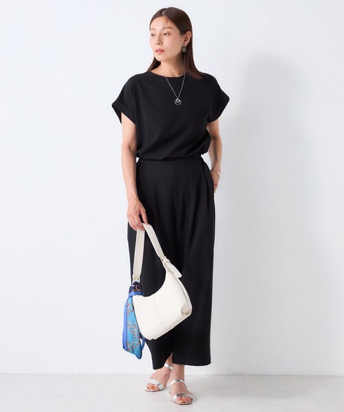 GALLORIA(ギャローリア)の「【セットアップで着られる】さらさらジョーゼットTブラウス(シャツ/ブラウス・レディース・ダークブラウン/チャコールグレー/ブラック・M/LL/L/S)」の4枚目の写真