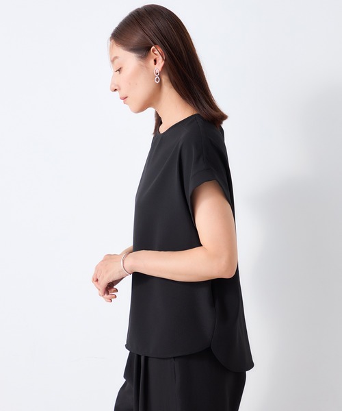 GALLORIA(ギャローリア)の「【セットアップで着られる】さらさらジョーゼットTブラウス(シャツ/ブラウス・レディース・ダークブラウン/チャコールグレー/ブラック・M/LL/L/S)」の5枚目の写真