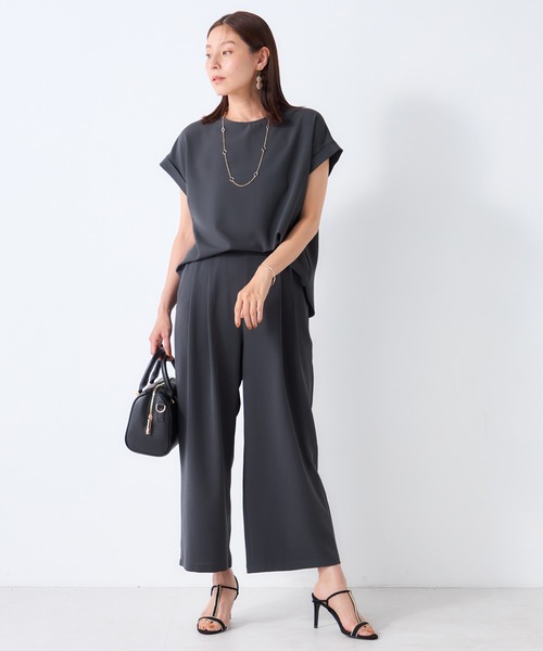GALLORIA(ギャローリア)の「【セットアップで着られる】さらさらジョーゼットTブラウス(シャツ/ブラウス・レディース・ダークブラウン/チャコールグレー/ブラック・M/LL/L/S)」の8枚目の写真