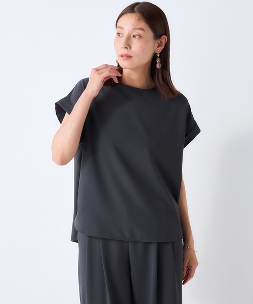 GALLORIA(ギャローリア)の「【セットアップで着られる】さらさらジョーゼットTブラウス(シャツ/ブラウス・レディース・ダークブラウン/チャコールグレー/ブラック・M/LL/L/S)」の9枚目の写真
