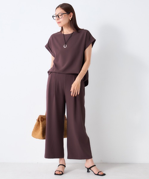GALLORIA(ギャローリア)の「【セットアップで着られる】さらさらジョーゼットTブラウス(シャツ/ブラウス・レディース・ダークブラウン/チャコールグレー/ブラック・M/LL/L/S)」の12枚目の写真