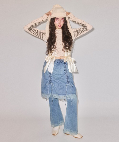 Candy Stripper(キャンディストリッパー)の「SHOULDER PAD FLOWER トップス(Tシャツ/カットソー・レディース・アイボリー/ブラック/グレー・FREE)」の22枚目の写真