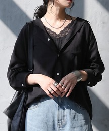 レースインナー付き ツイストデザイン シャツ