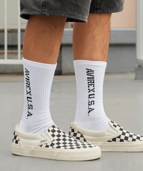 AVIREX(アヴィレックス)の「AVIREX/アビレックス AX Daily Ribbed 3P Socks デイリーリブソックス 3足組 3足セット サイドプリント クルー丈ソックス メンズ 2026年 夏 夏服(ソックス/靴下・メンズ・マルチ・25-27)」の3枚目の写真