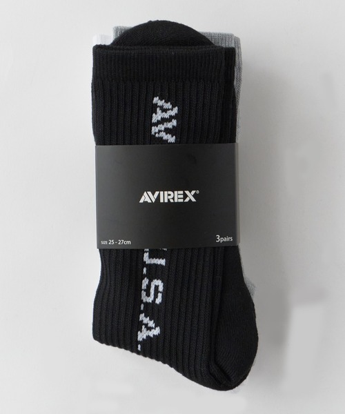 AVIREX(アヴィレックス)の「AVIREX/アビレックス AX Daily Ribbed 3P Socks デイリーリブソックス 3足組 3足セット サイドプリント クルー丈ソックス メンズ 2026年 夏 夏服(ソックス/靴下・メンズ・マルチ・25-27)」の9枚目の写真
