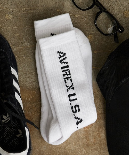 AVIREX(アヴィレックス)の「AVIREX/アビレックス AX Daily Ribbed 3P Socks デイリーリブソックス 3足組 3足セット サイドプリント クルー丈ソックス メンズ 2026年 夏 夏服(ソックス/靴下・メンズ・マルチ・25-27)」の5枚目の写真
