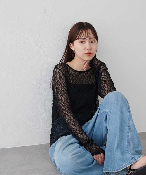 DISCOAT(ディスコート)の「レースプルオーバー(Tシャツ/カットソー・レディース・ベージュ/アイボリー/オフホワイト/ブラウン/ブラック・FREE)」の20枚目の写真