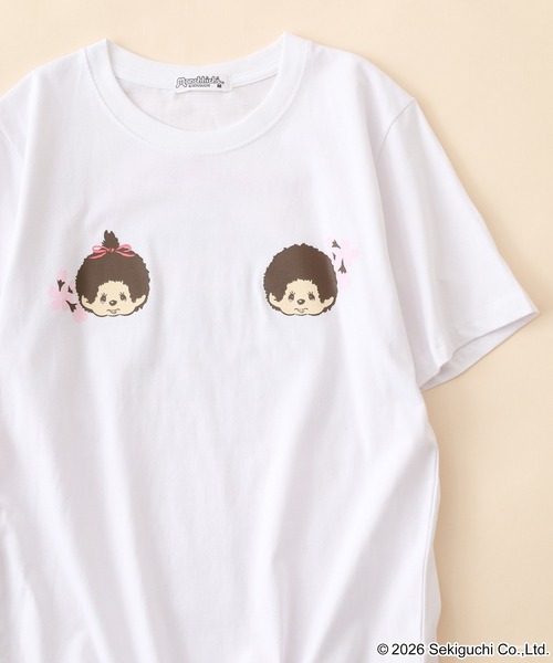 FUNALIVE(ファンアライブ)の「モンチッチ 和柄 天竺半袖Tシャツ(Tシャツ/カットソー・メンズ・ホワイト/ブラック/レッド・L/M/LL)」の1枚目の写真